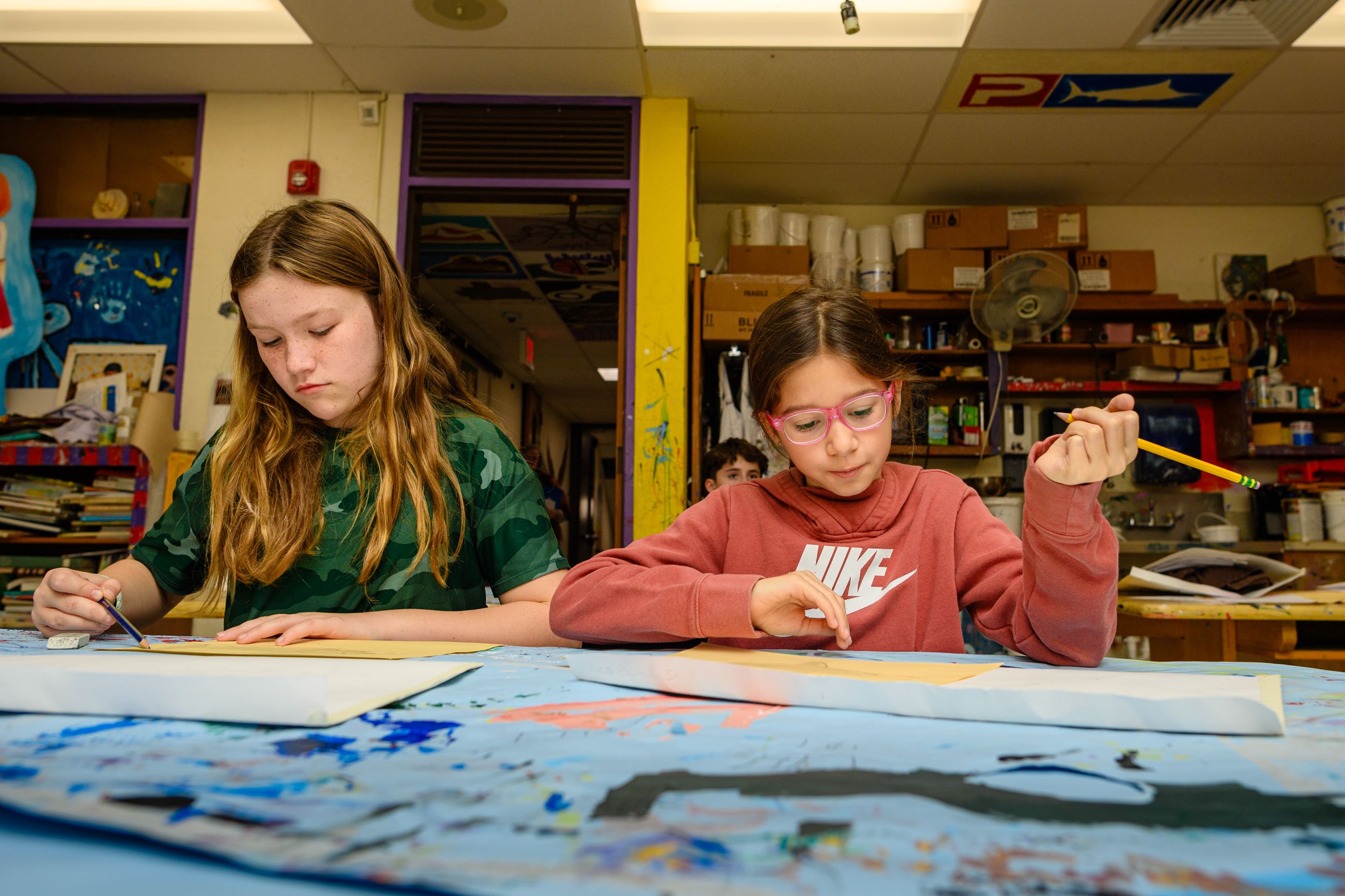 Students creating art