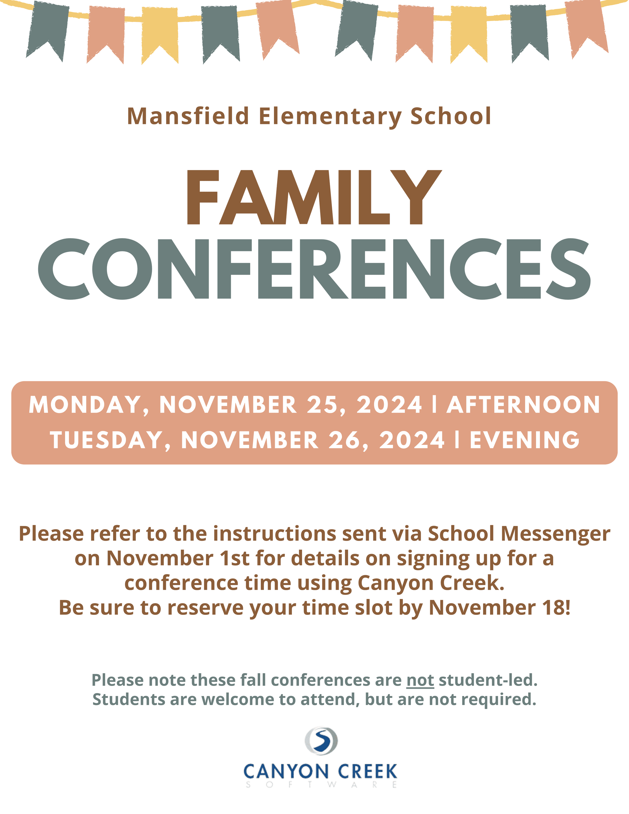 MES Family Conferences Fall 2024 Flyer