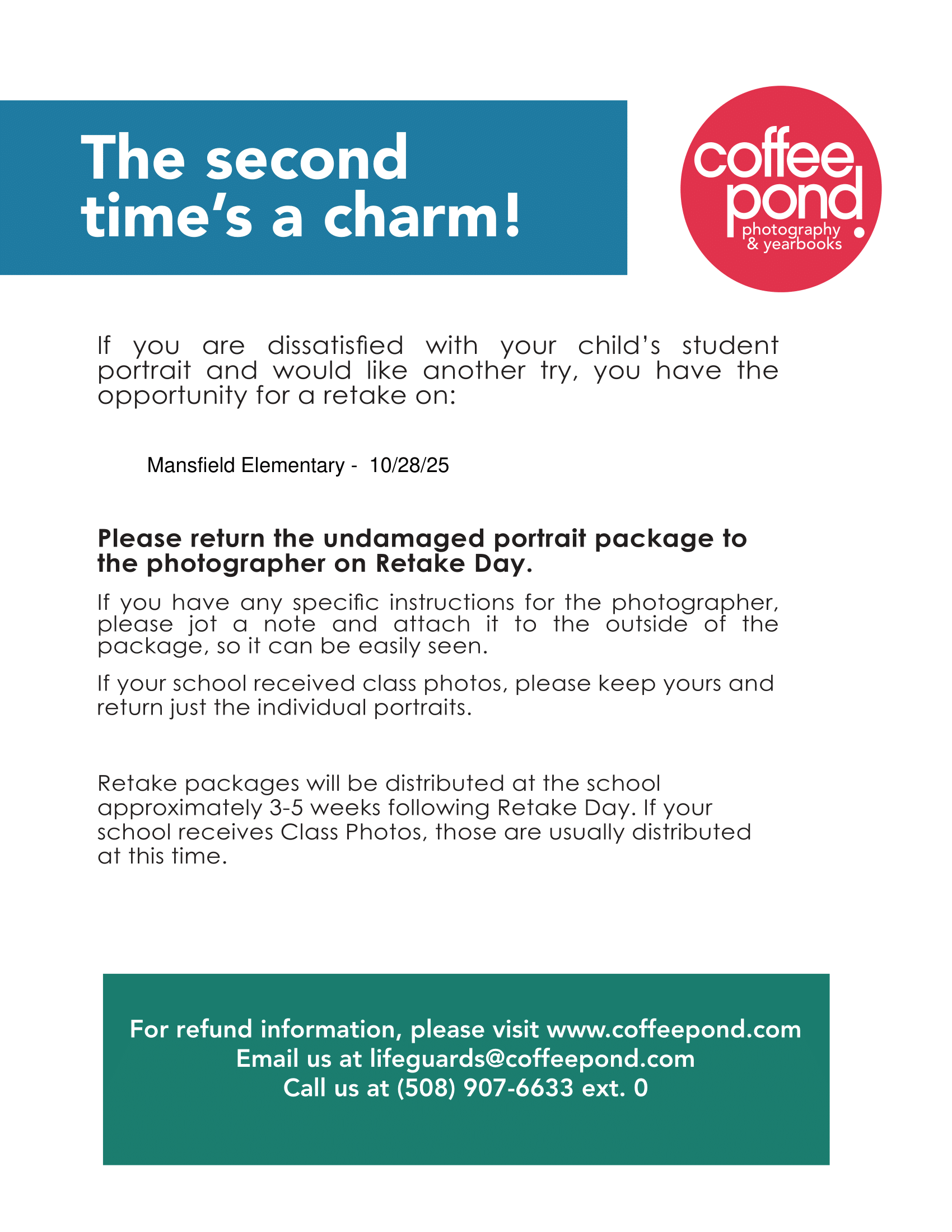 Mansfield Elementary School RETAKE REMINDER 2025-2026-1