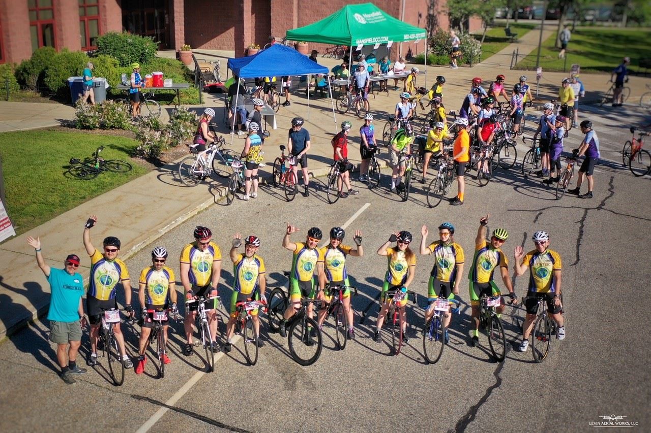 Cyclists gather for the annual John E. Jackman Tour de Mansfield bicycle ride.