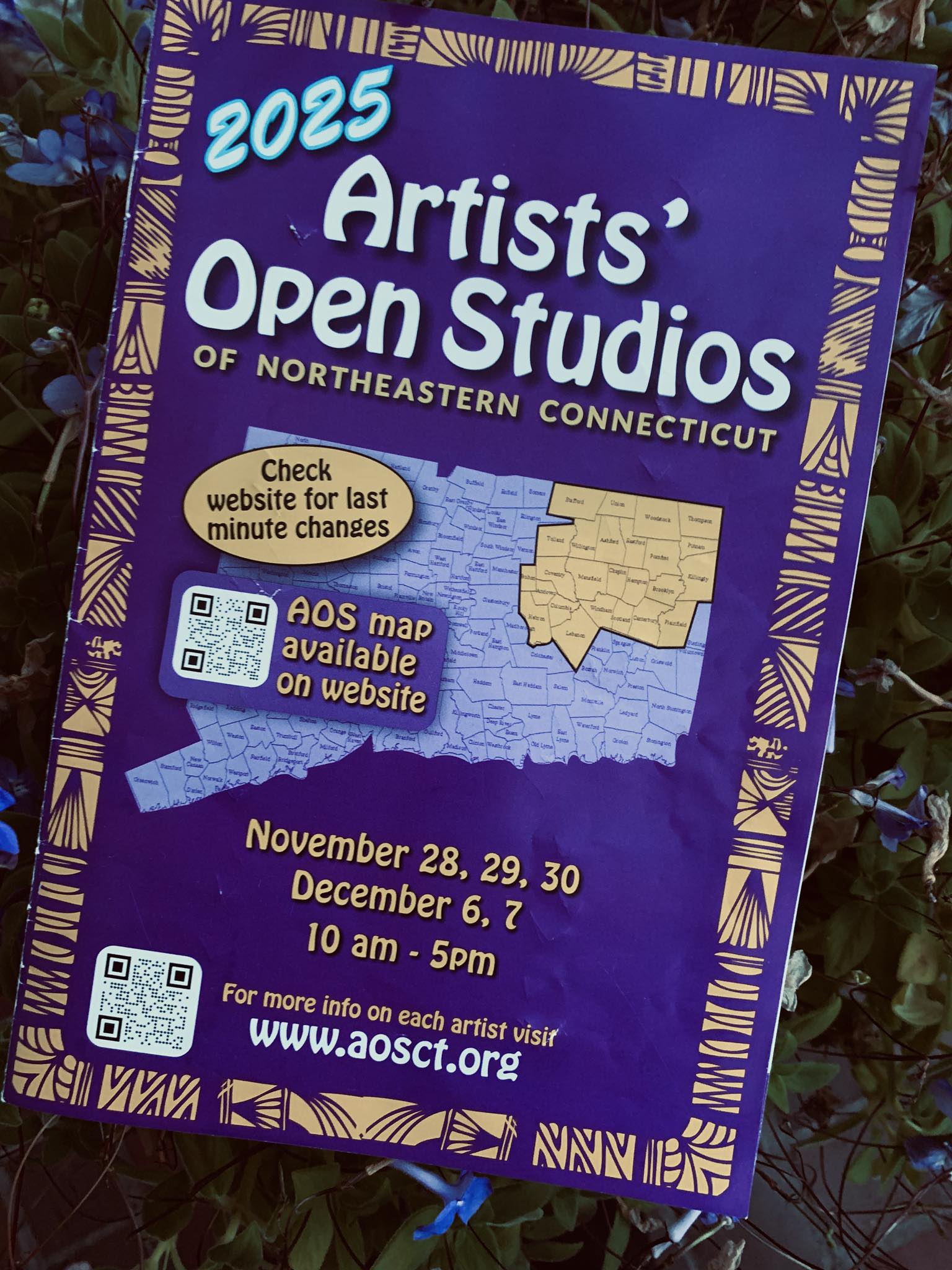 Photo of a brochure promoting Artists' Open Studios of Northeastern CT