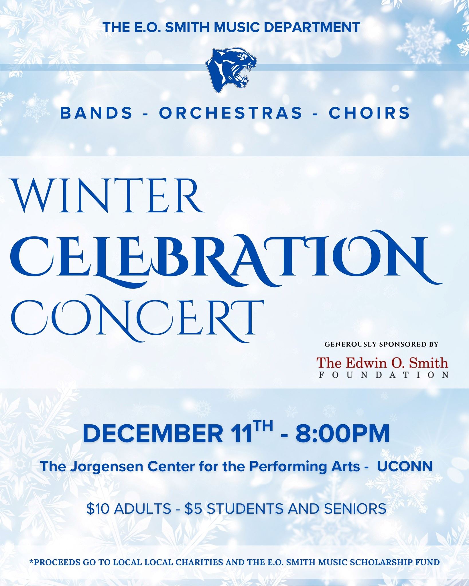 Flyer promoting E. O. Smith High School Winter Celebration Concert