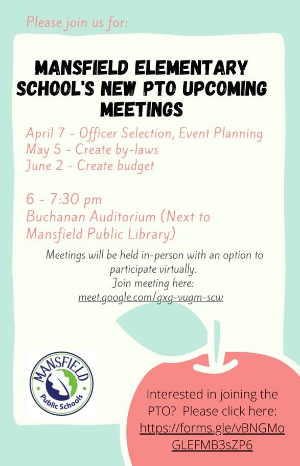 April-June MES PTO meeting flyer