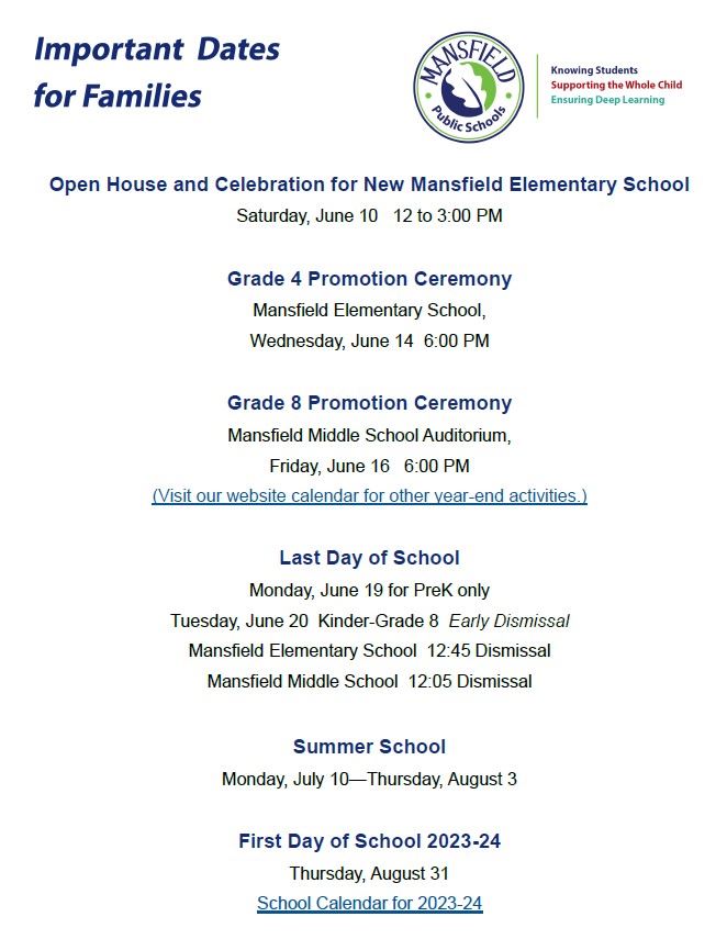 Important Dates Year End 2023