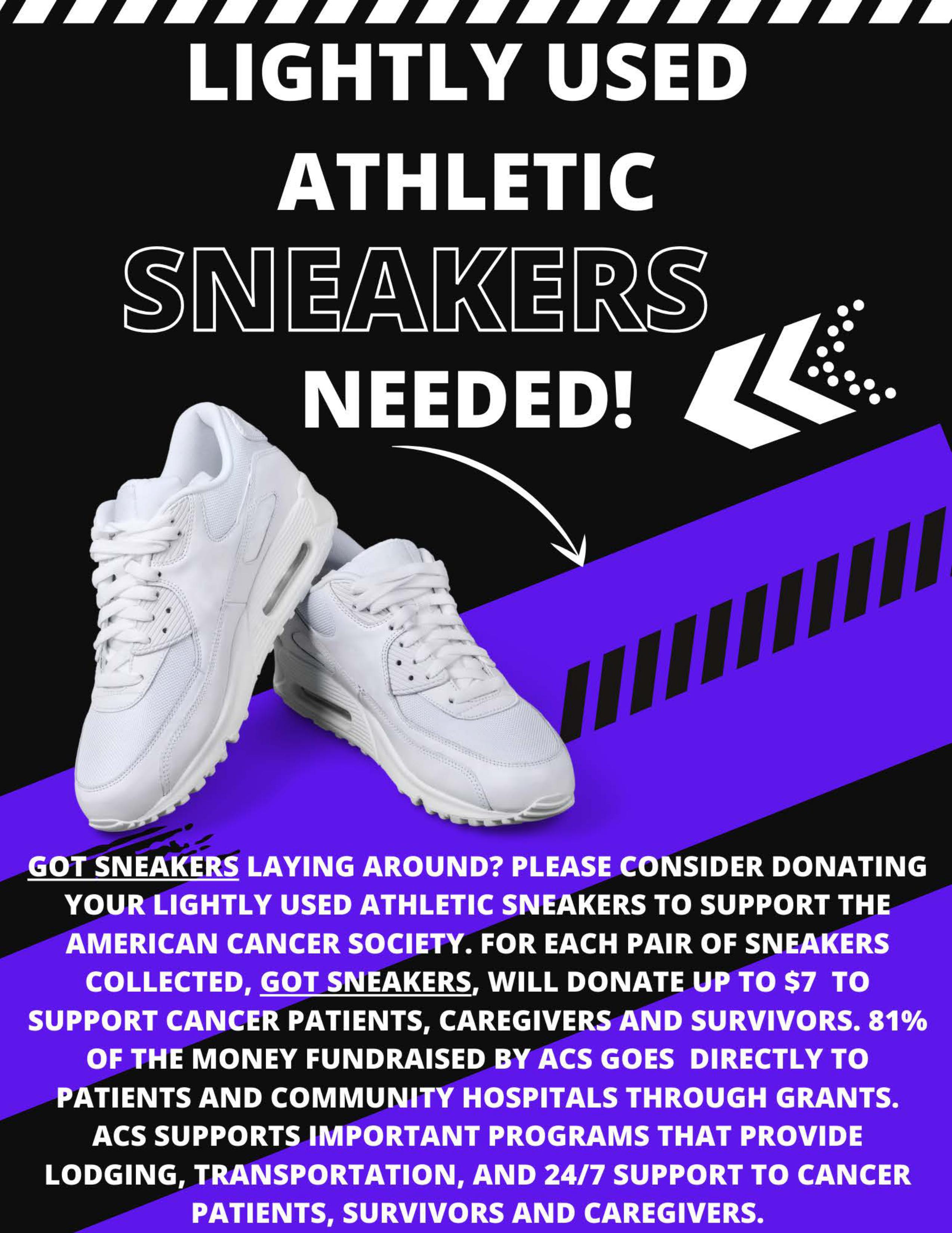 Athletic Sneaker Donations For American Cancer Society 2024