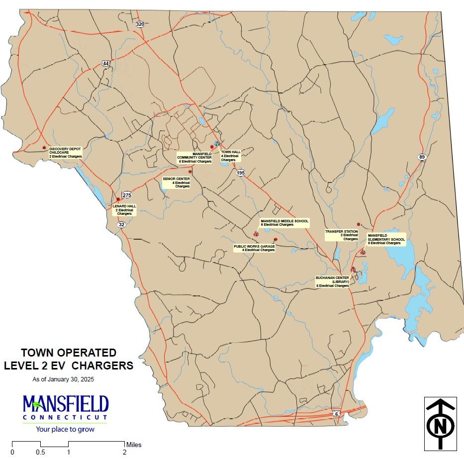 EV Charging Map-Town-operated stations as of January 2025