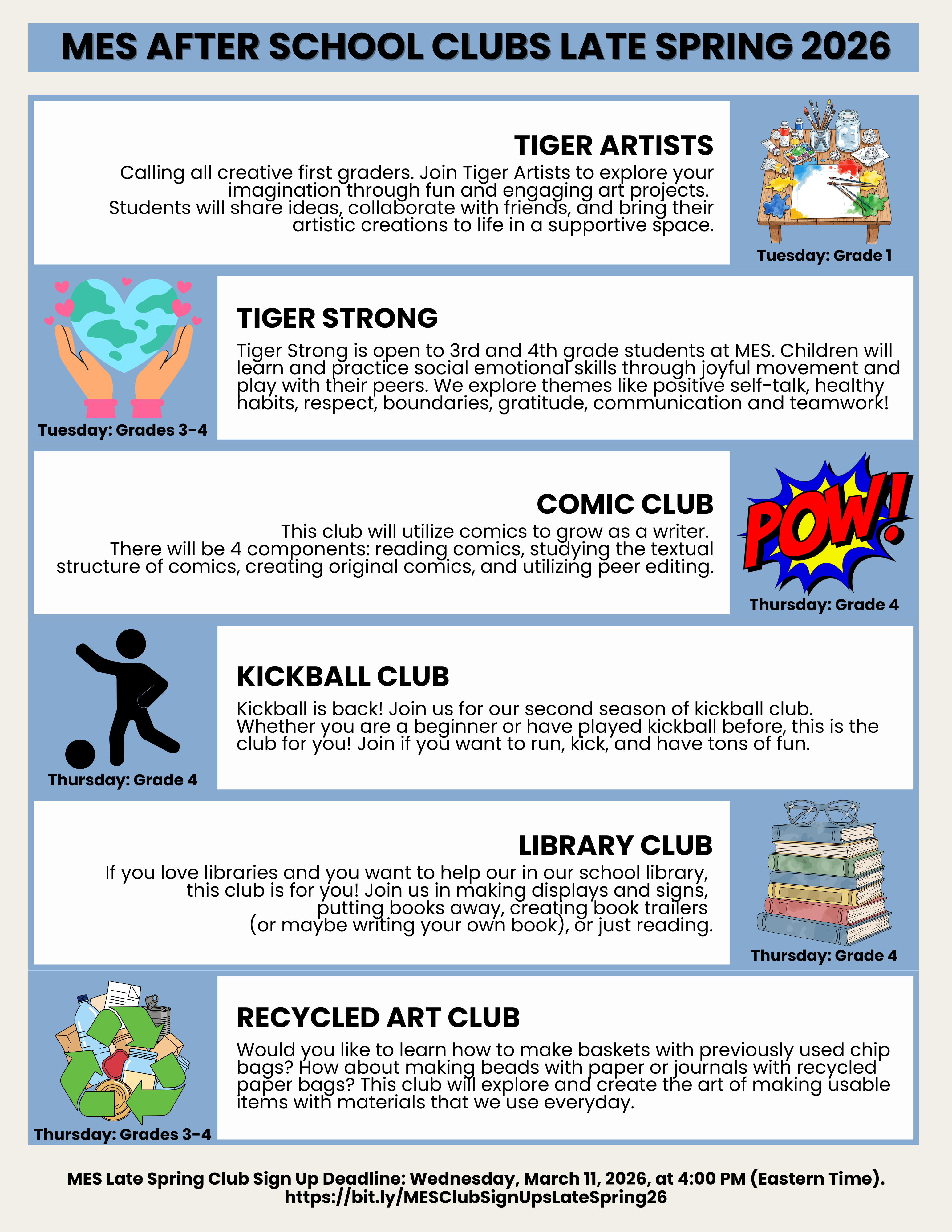 MES After School Club Offerings Late Spring 2026 Pg. 3